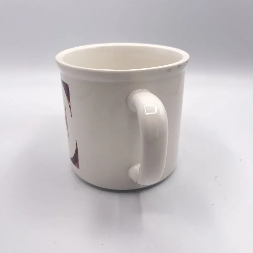 Pottery Barn Monogram Red Plaid “E” Mug